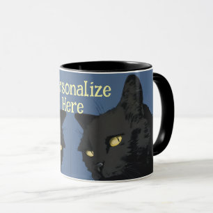Black cat sarcastic vintage illustration mug