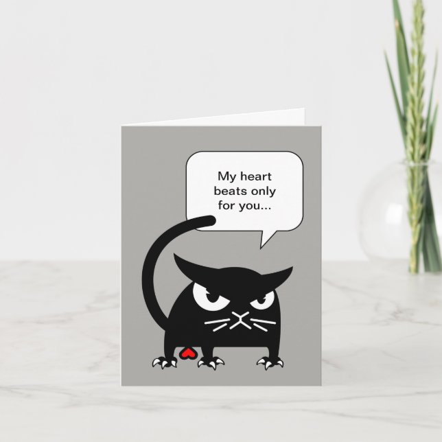 Black Cat Sassy Valentines Day Card | Badd Gato (Front)