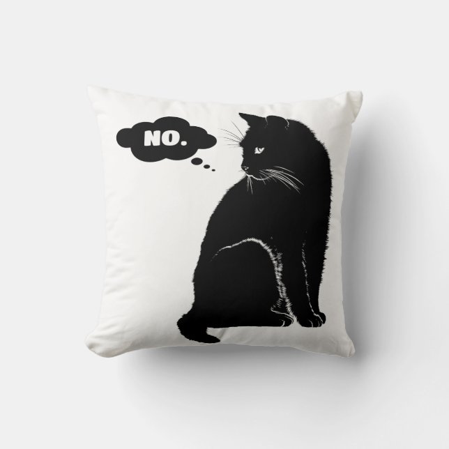 Black Cat Says No Cushion (Front)