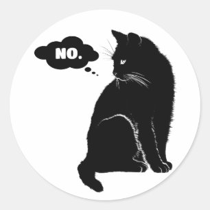 Black Cat Says No - Funny Cat Lover Gift Classic Round Sticker