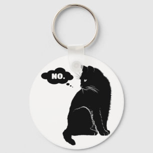Black Cat Says No - Funny Cat Lover Gift Key Ring