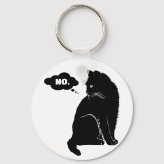 Black Cat Says No - Funny Cat Lover Gift Key Ring