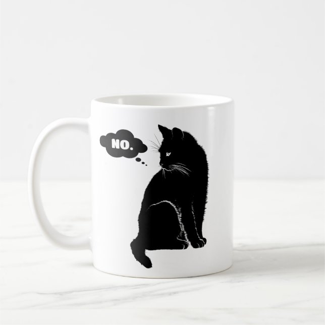 Black Cat Says No – Funny Cat Mom  Coffee Mug (Left)