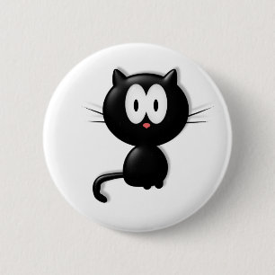 Black Cat Scardy Cat Halloween Gift 6 Cm Round Badge