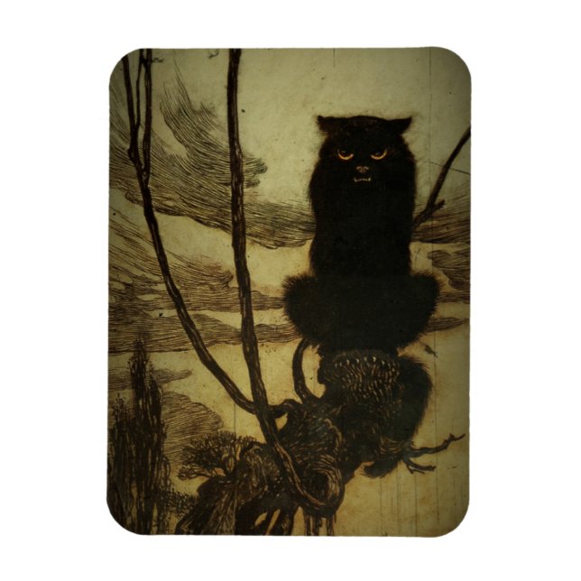Black Cat Scowling Magnet (Vertical)