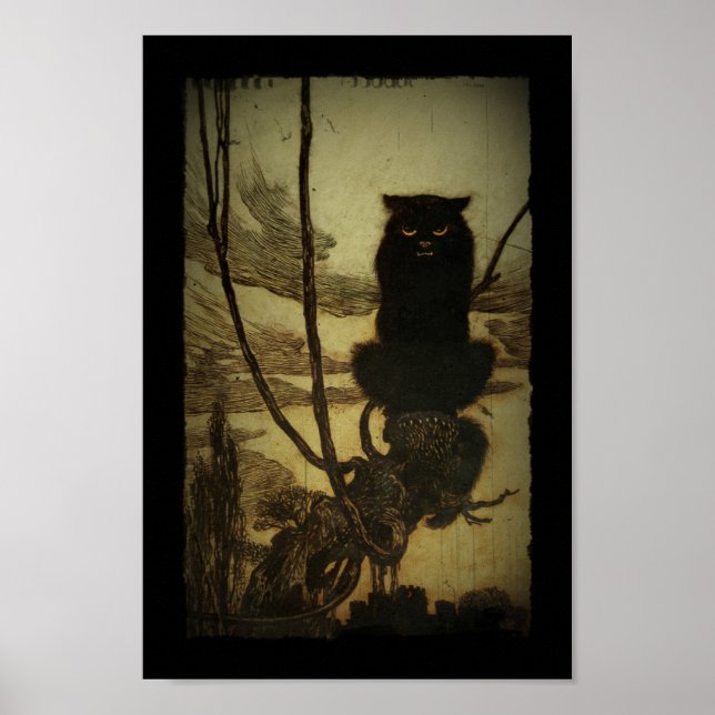 Black Cat Scowling Poster (Front)