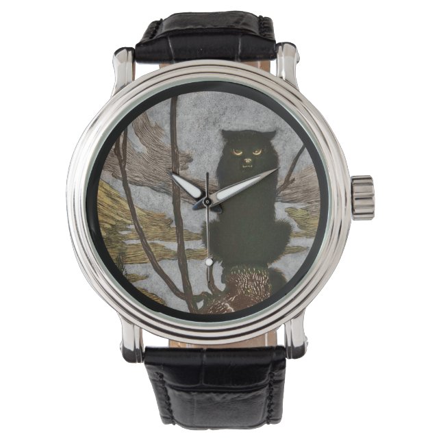 Black Cat Scowls Watch (Front)