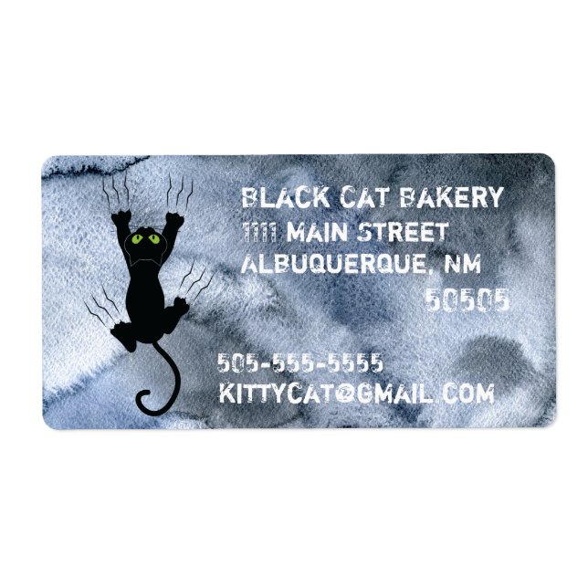 Black Cat scratching black watercolor Business (Front)