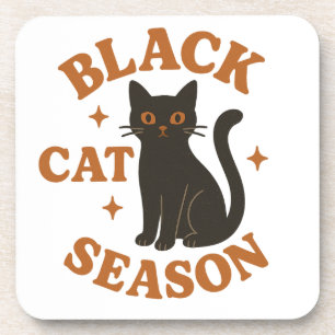 Black cat season coaster