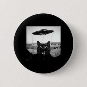 Black Cat Selfie Ufo Alien Funny Gifts For Men 6 Cm Round Badge