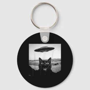 Black Cat Selfie Ufo Alien Funny Gifts For Men Key Ring
