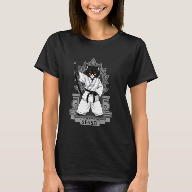 Black Cat Sensei T-Shirt (Front)
