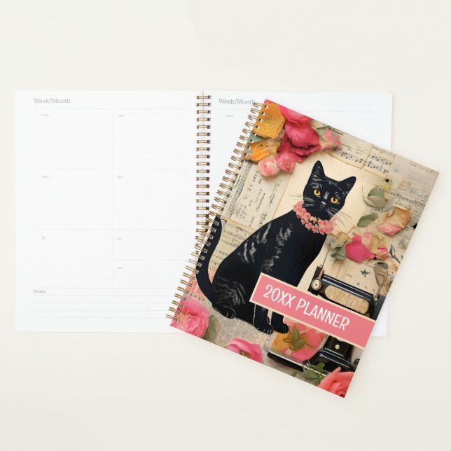 Black Cat sewing machine retro collage Planner (Display)