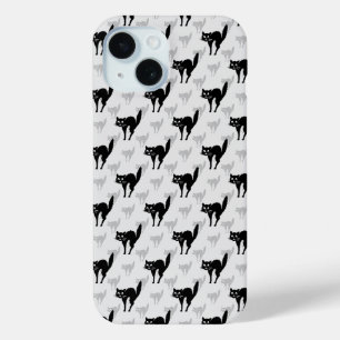 Black Cat Shadow Silhouette Pattern Design iPhone 15 Case