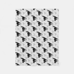 Black Cat Shadow Silhouette Pattern Design Fleece Blanket