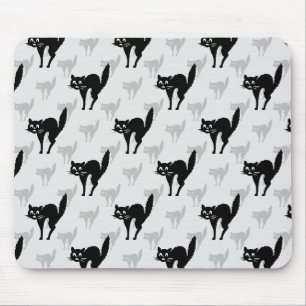 Black Cat Shadow Silhouette Pattern Design Mouse Mat