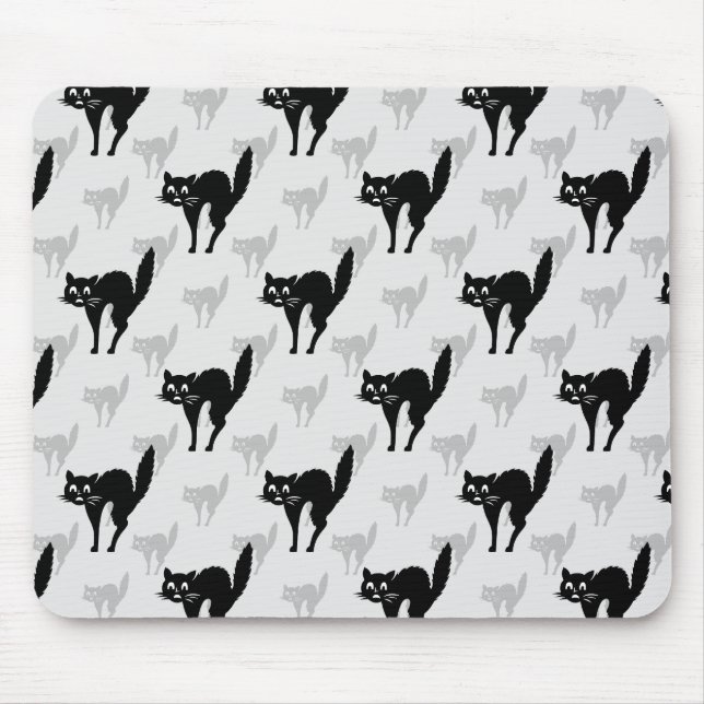 Black Cat Shadow Silhouette Pattern Design Mouse Mat (Front)
