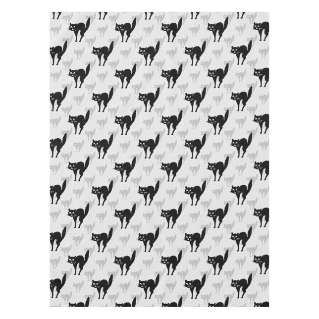 Black Cat Shadow Silhouette Pattern Design Tablecloth (Front)