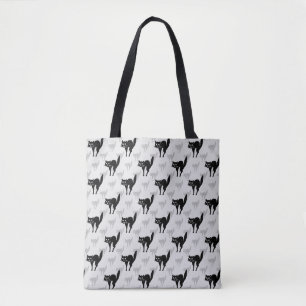 Black Cat Shadow Silhouette Pattern Design Tote Bag
