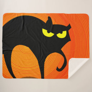 Black Cat Sherpa Blanket