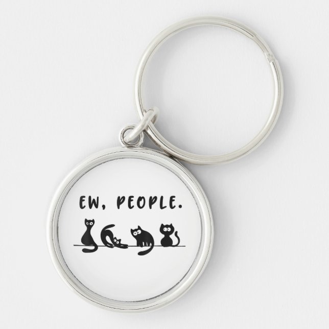 Black cat shirt funny womens ew people meowy cat l key ring (Front)