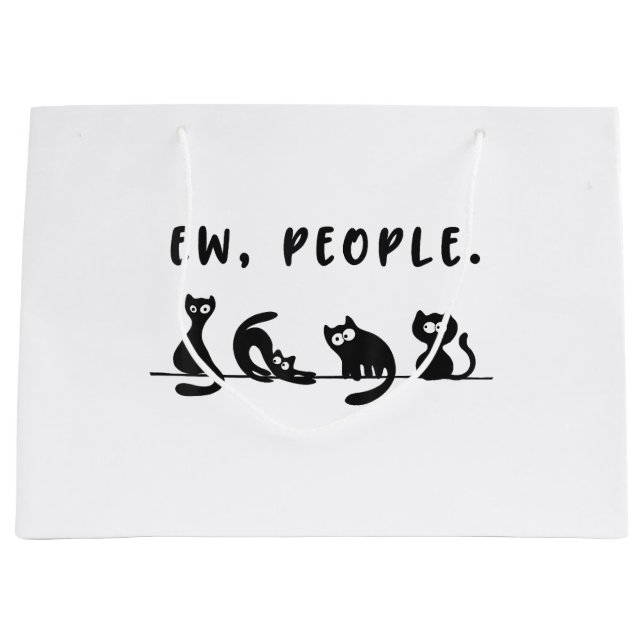 Black cat shirt funny womens ew people meowy cat l large gift bag (Front)