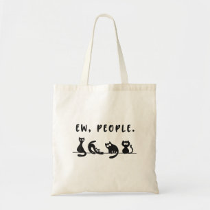 Black cat shirt funny womens ew people meowy cat l tote bag