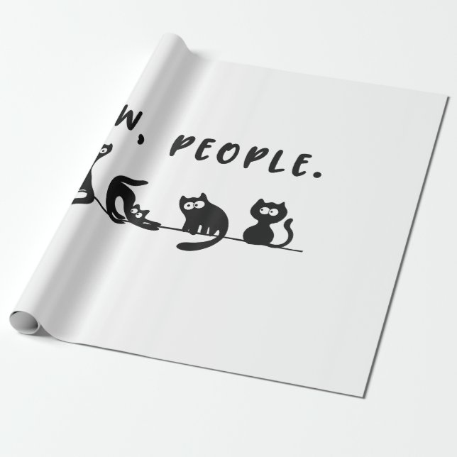 Black cat shirt funny womens ew people meowy cat l wrapping paper (Unrolled)