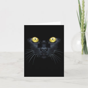 Black Cat Shirt Halloween Spooky Yellow Eyes Cat Card