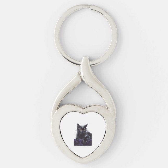 black cat SHIRT Key Ring (Front)