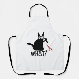 Black Cat Shirt, Murderous Cat With Knife, Cats Apron