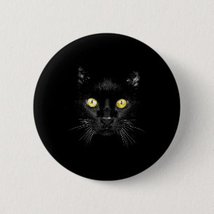 Black Cat Shirt Spooky Yellow Eyes Halloween Cat 6 Cm Round Badge