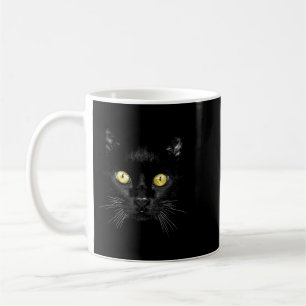 Black Cat Shirt Spooky Yellow Eyes Halloween Cat Coffee Mug
