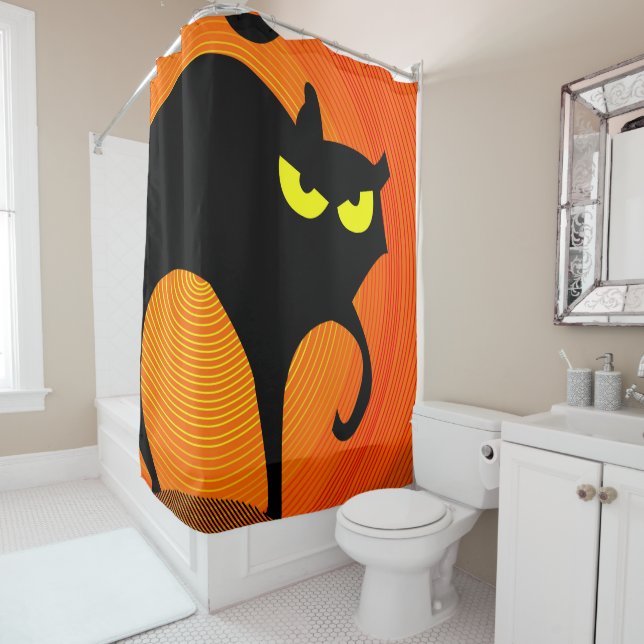 Black Cat Shower Curtain (In Situ)