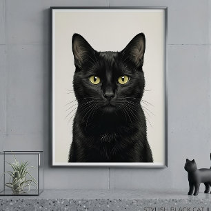 Black Cat Side Look Poster