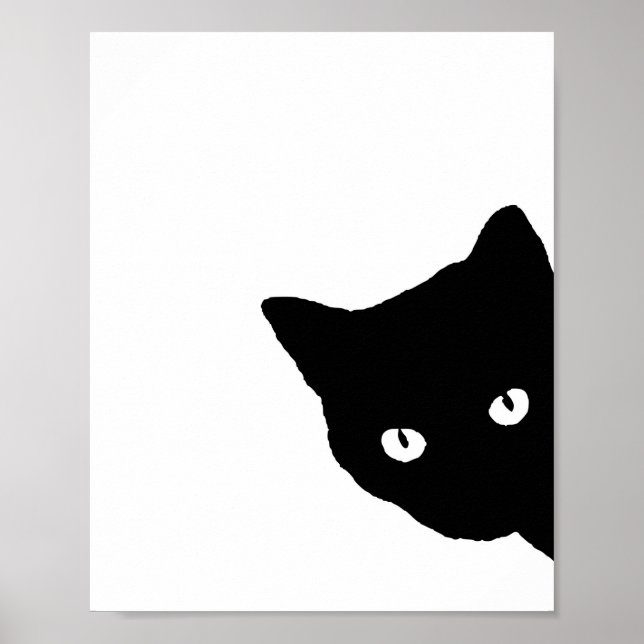 Black Cat Side Look White Poster (Front)