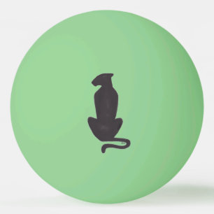 Black Cat Silhouette 1star grn glow ping pong ball