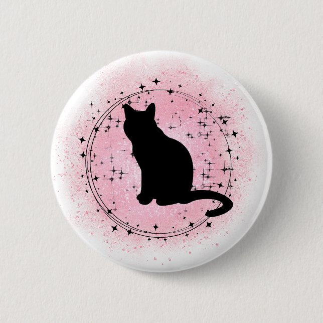 Black Cat Silhouette 6 Cm Round Badge (Front)