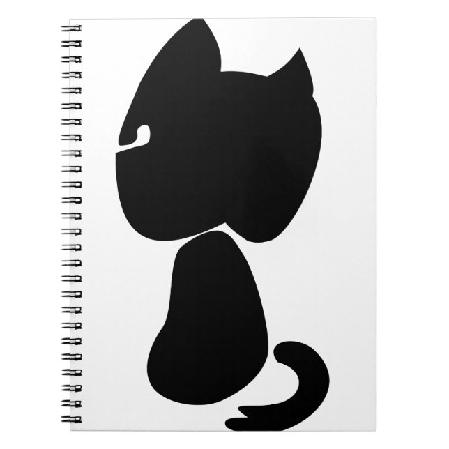 Black Cat Silhouette Animal Mammal Sitting Notebook (Front)
