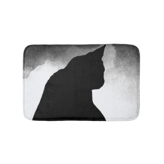 Black Cat Silhouette Bath Mat