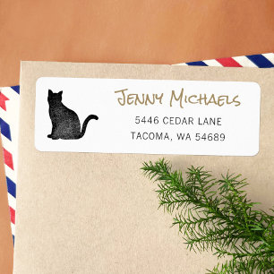 Black Cat Silhouette Cat Lover Return Address