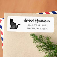 Black Cat Silhouette Cat Lover Return Address