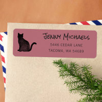 Black Cat Silhouette Cat Lover Return Address