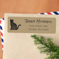 Black Cat Silhouette Cat Lover Return Address
