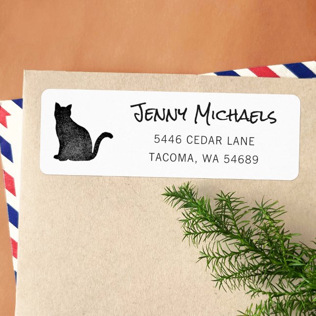 Black Cat Silhouette Cat Lover Return Address (Creator Uploaded)