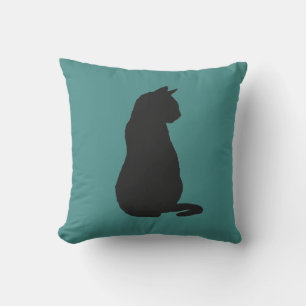 Black Cat Silhouette Cat Lover Throw Pillow