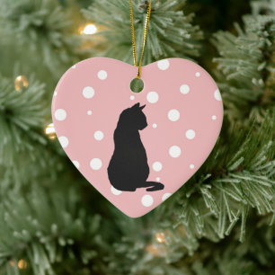 Black Cat Silhouette Christmas Art Ceramic Ornamen Tree Decoration