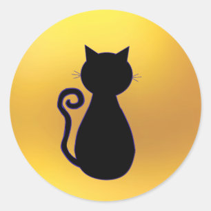 Black Cat Silhouette Classic Round Sticker