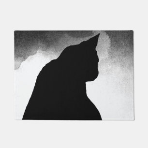 Black Cat Silhouette Door Mat