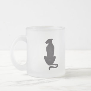Black Cat Silhouette frosted glass mug